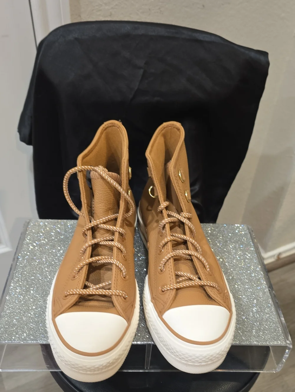 Converse Chuck Taylor All Star Lift Platform Glam Leather Sneakers-Incensed/Egre - Picture 11 of 13
